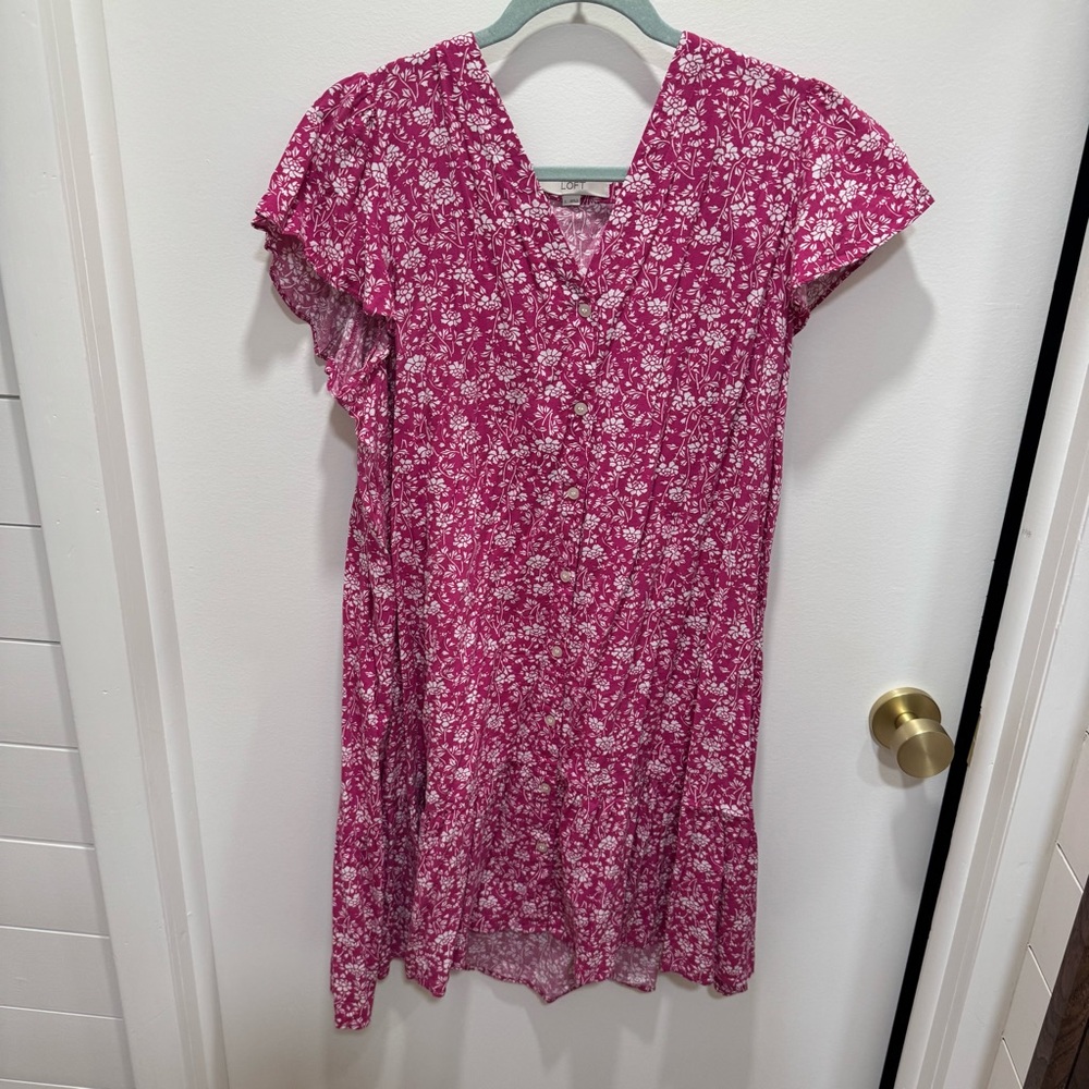 LOFT Floral Pink Dress